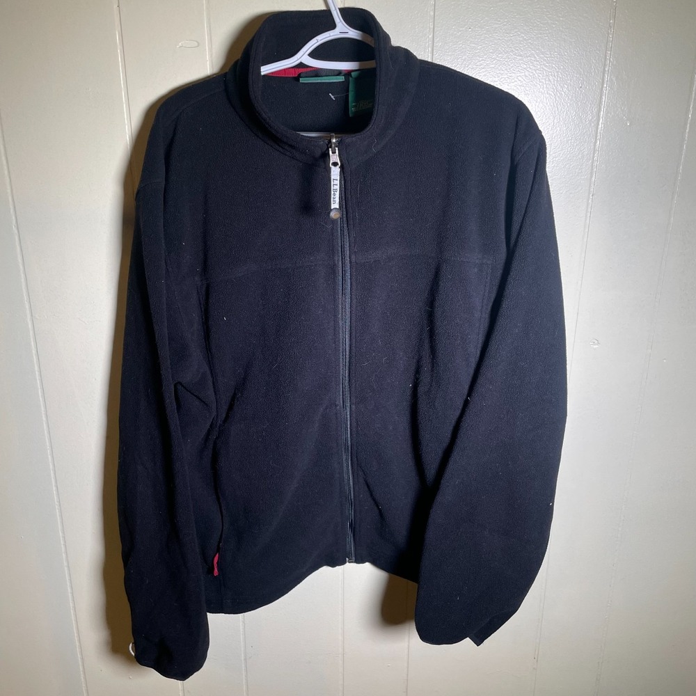 L.L.Bean Mock Neck Zipped Pocket Outdoor Full-Zip Fleece Jacket Black Size XL
